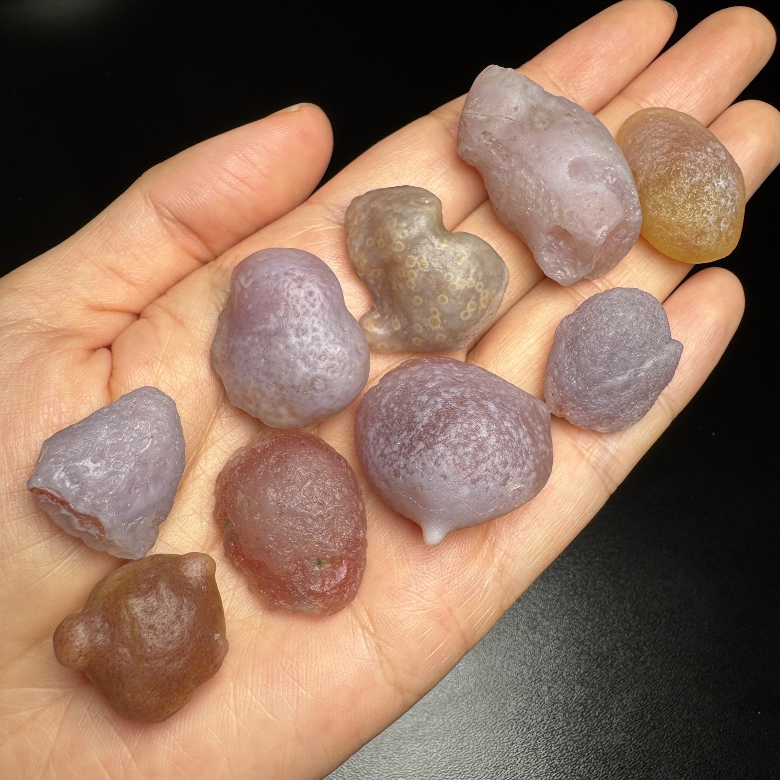 9pcs 86G Selected Natural Alxa Gobi Candy Agate Set #6633
