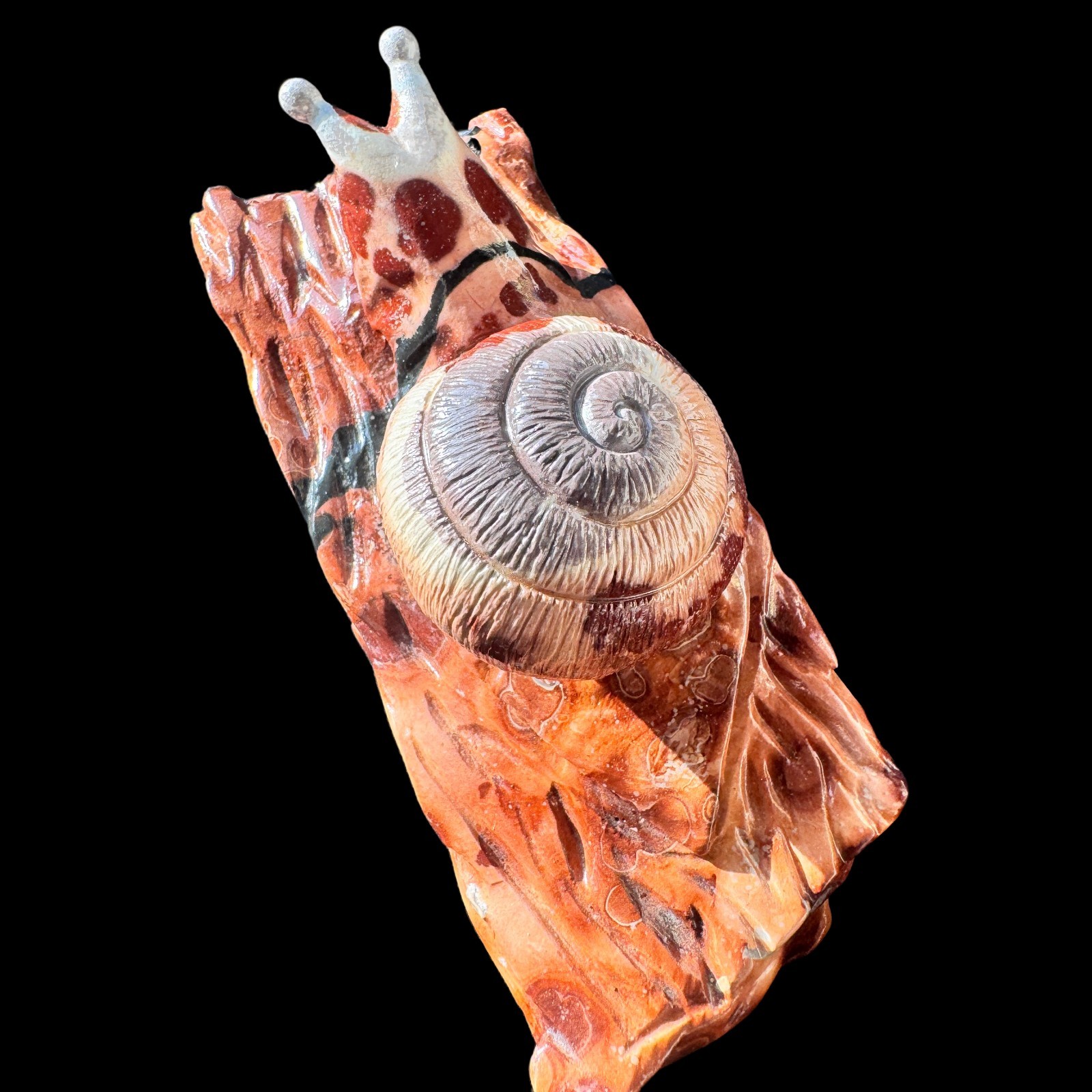Hand Carved Natural Stone Snail Sculpture – Symbol of Patience, Free Shipping