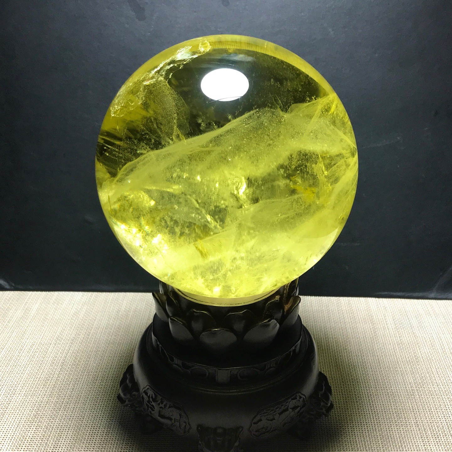 15LB Top Natura Citrine Quartz Sphere Quarzt Crystal Ball reiki Healing