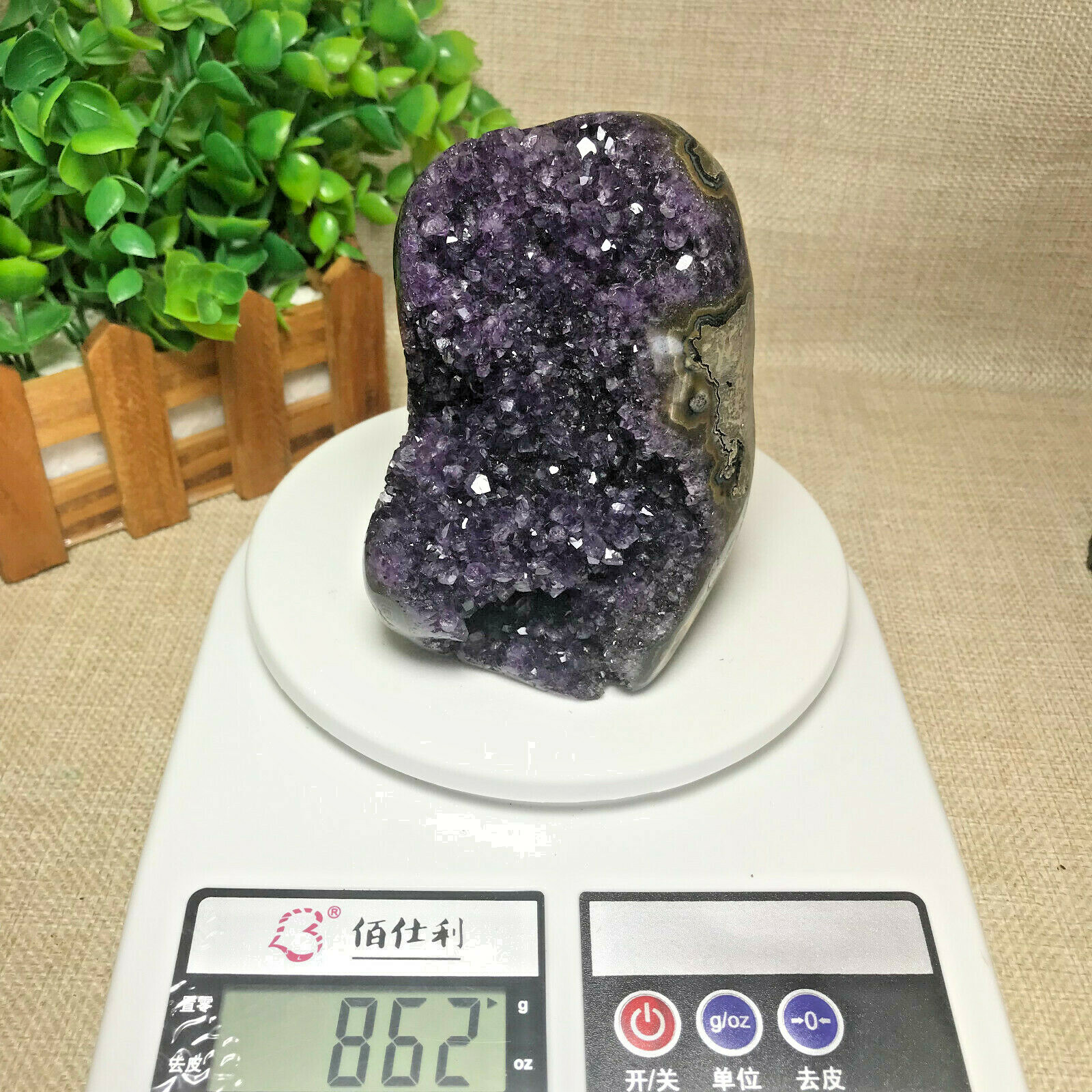 1247g Natural Uruguay Deep Purple Crystal Quartz Amethyst Geode Clusters +Stand