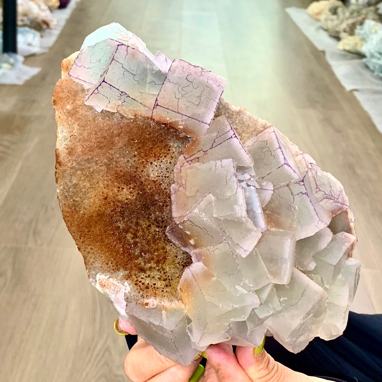 4.56LB Natural Purple Green “QR Code” Fluorite Cluster Mineral Sample/Guizhou