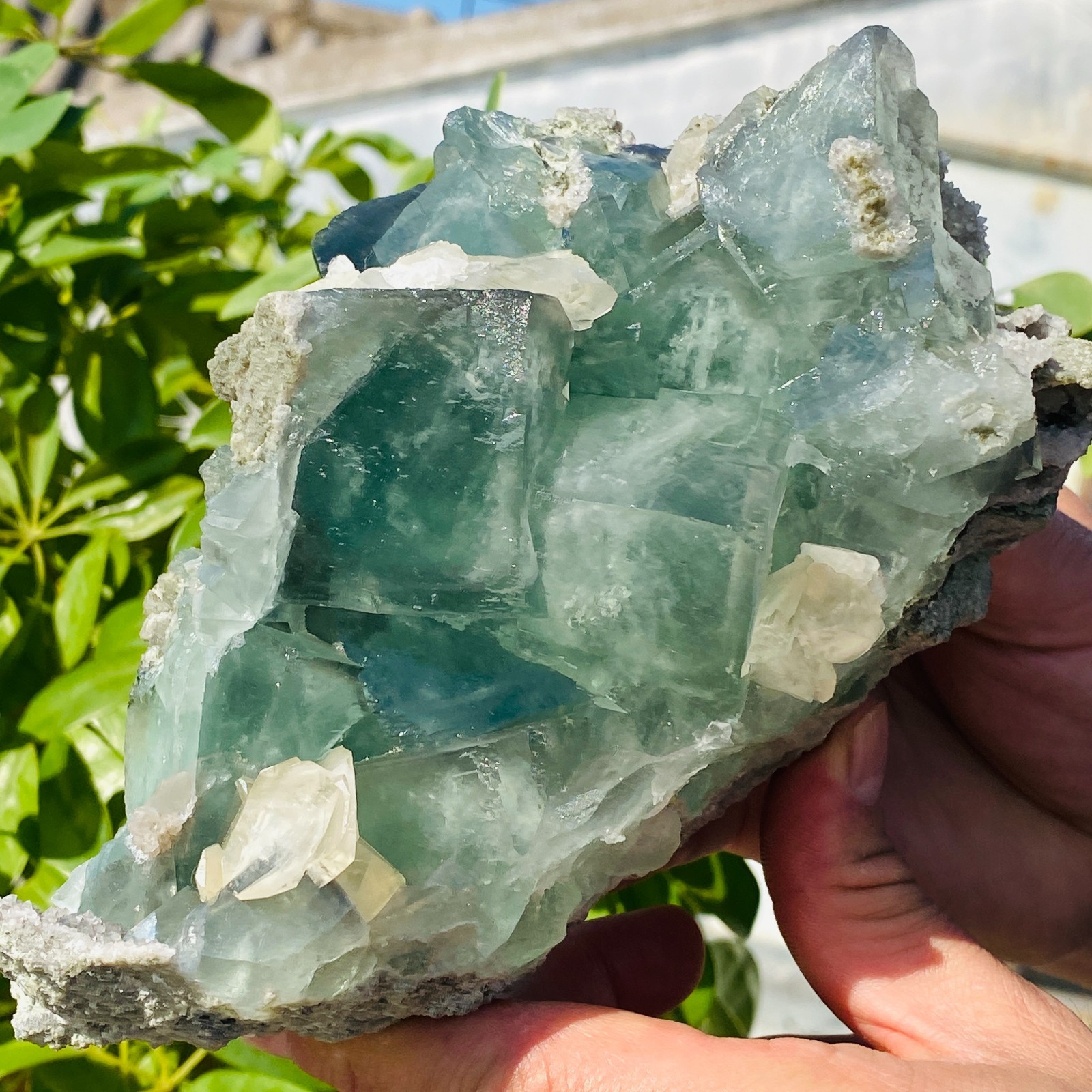 1706g Natural transparent blue green fluorite mineral crystal sample/China