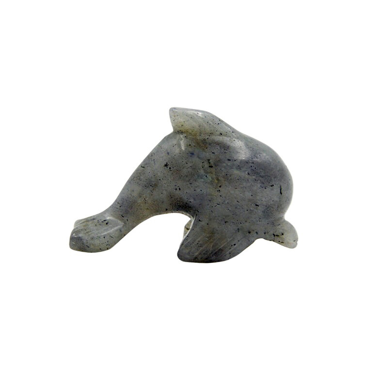 Natural Labradorite Quartz Crystal Dolphin Gemstone Statue Mini Energy Amulet