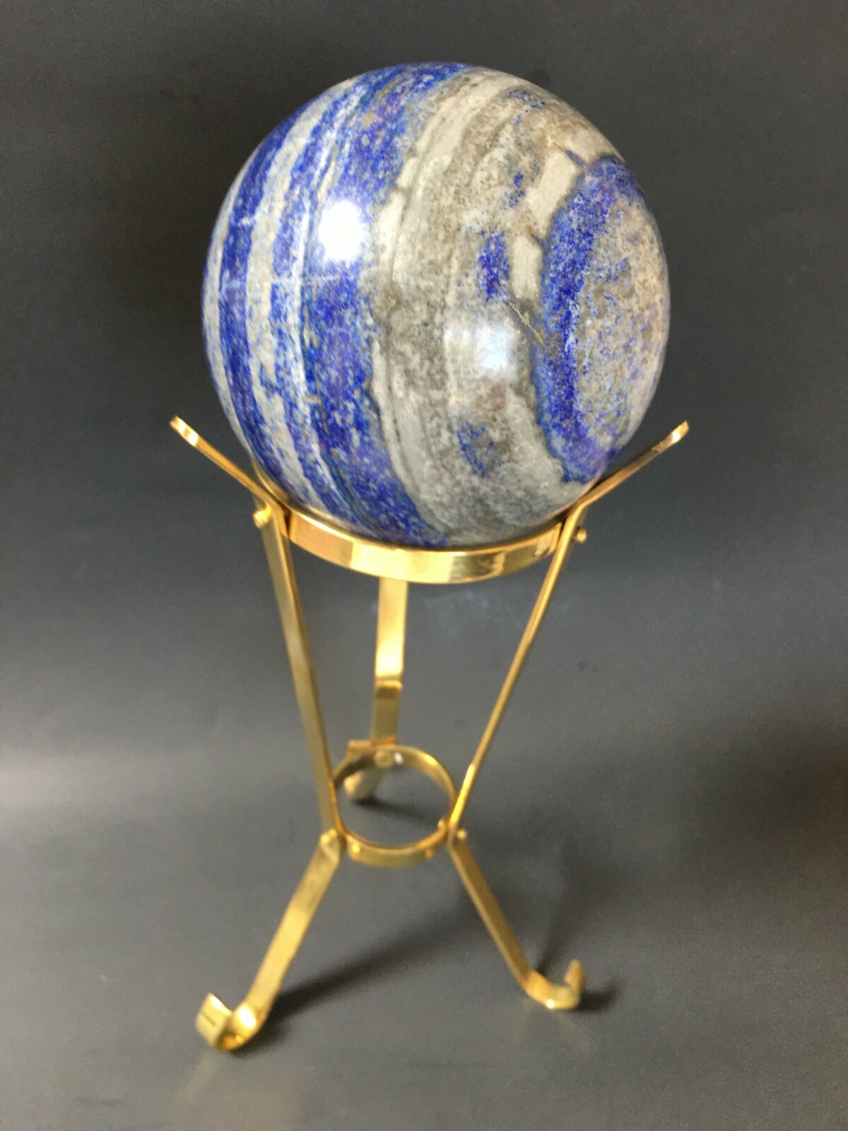 Brass 10″ H. Sphere Holder, Gemstone Display, Stand. Approx.3″ Diameter