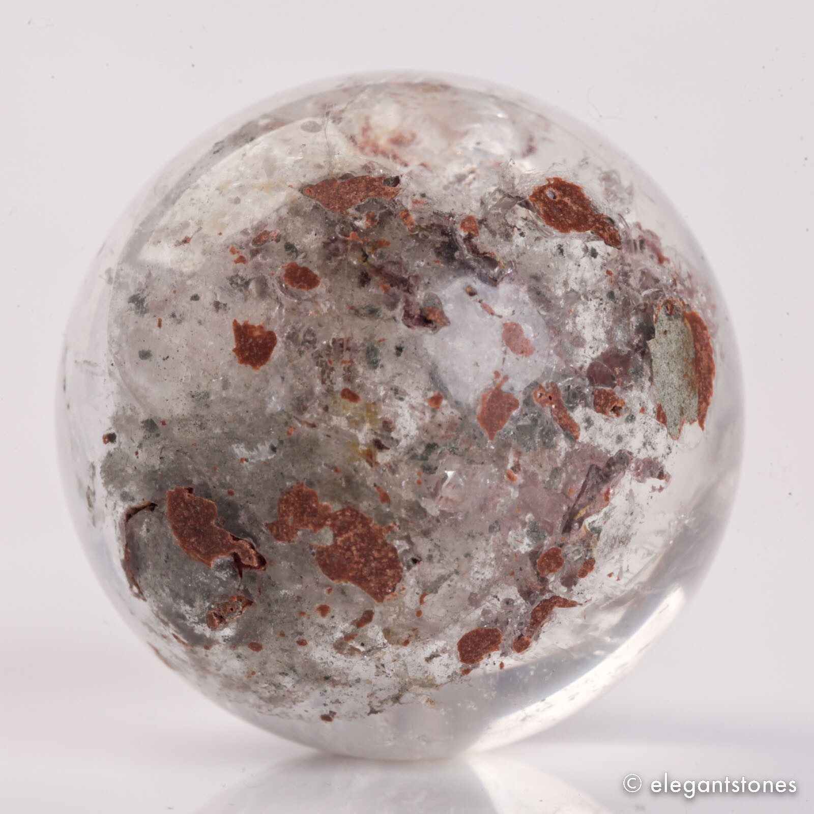 61g35mm Natural Garden/Phantom/Ghost/Lodolite Quartz Crystal Sphere Healing Ball