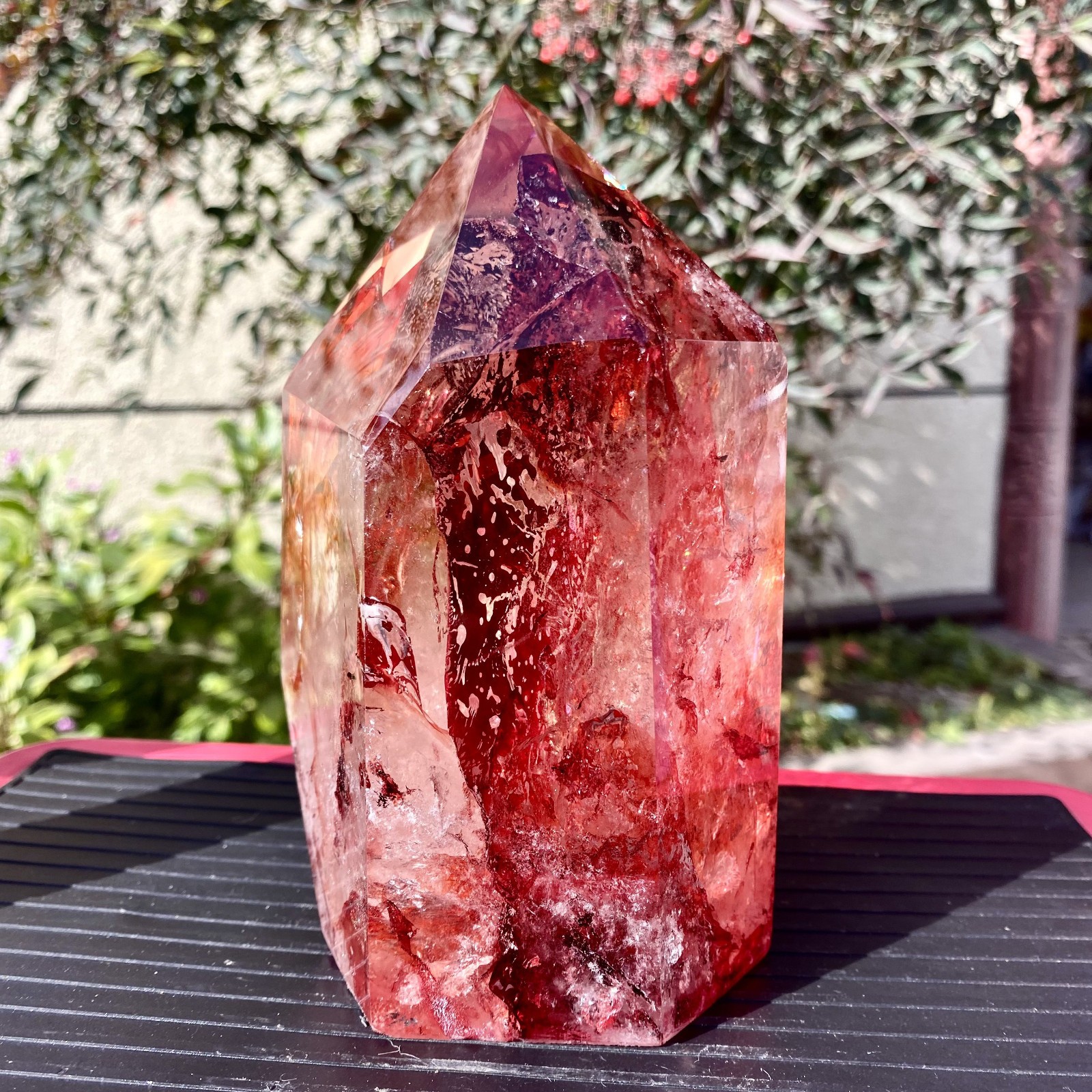 3.92LB Natural Crystal Red Ghost Quartz Mine Crystal Tower Decoration-