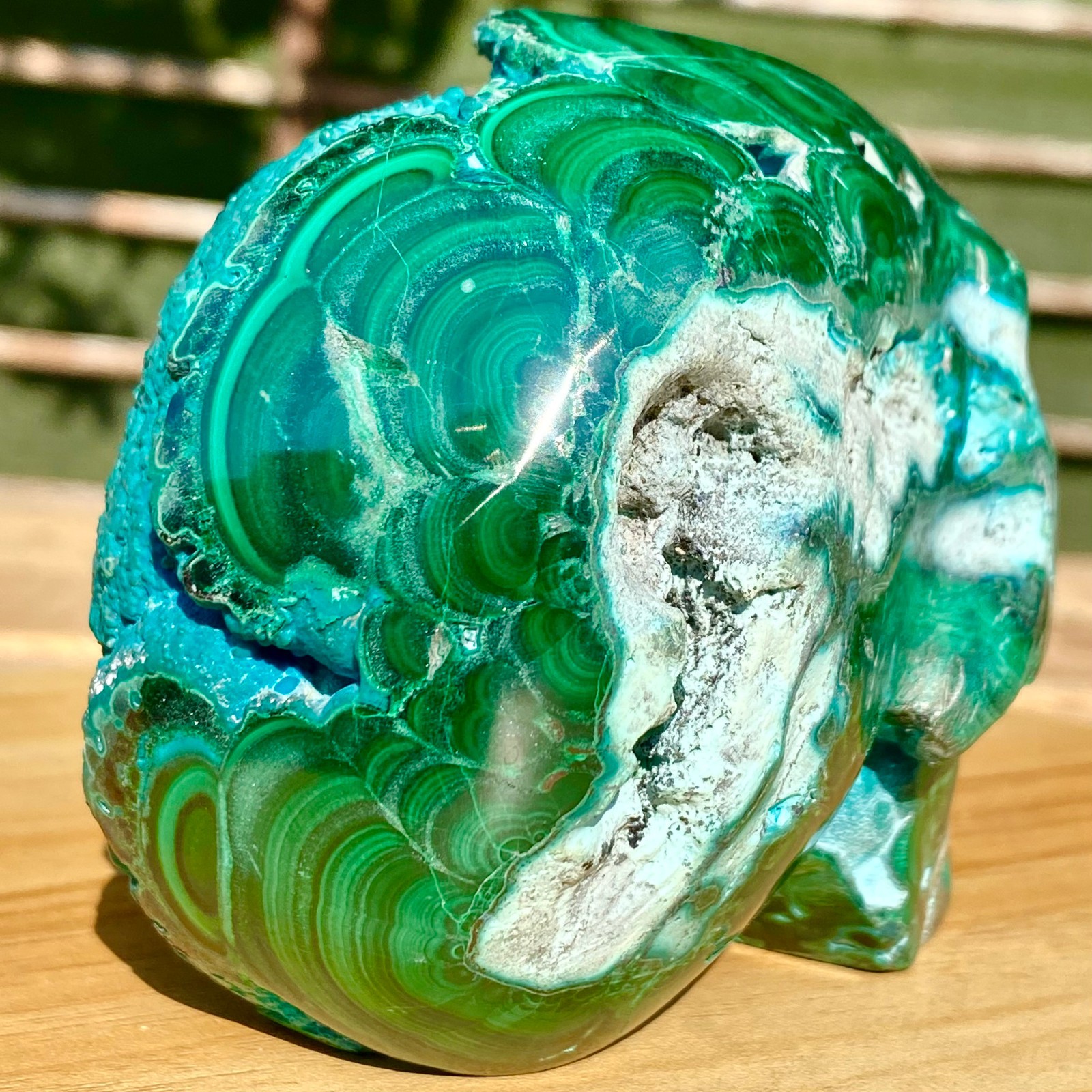 2.13LB Malachite Crystal Skull, Hand Carved Gemstone Fine Art Sculpture