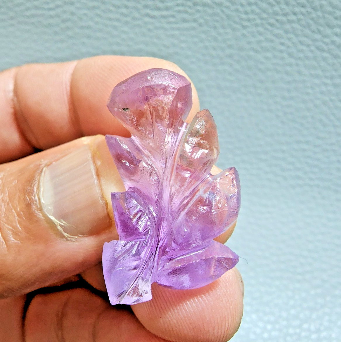 Unique Purple Ametrine Flower Shape Carving 37 Ct Stone Jewelry Making Gemstone