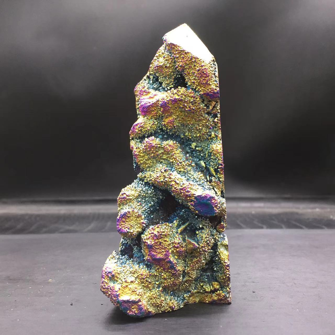Angel Aura Natural Sphalerite Druzy Crystal Geode Point Pillar Healing Decorate