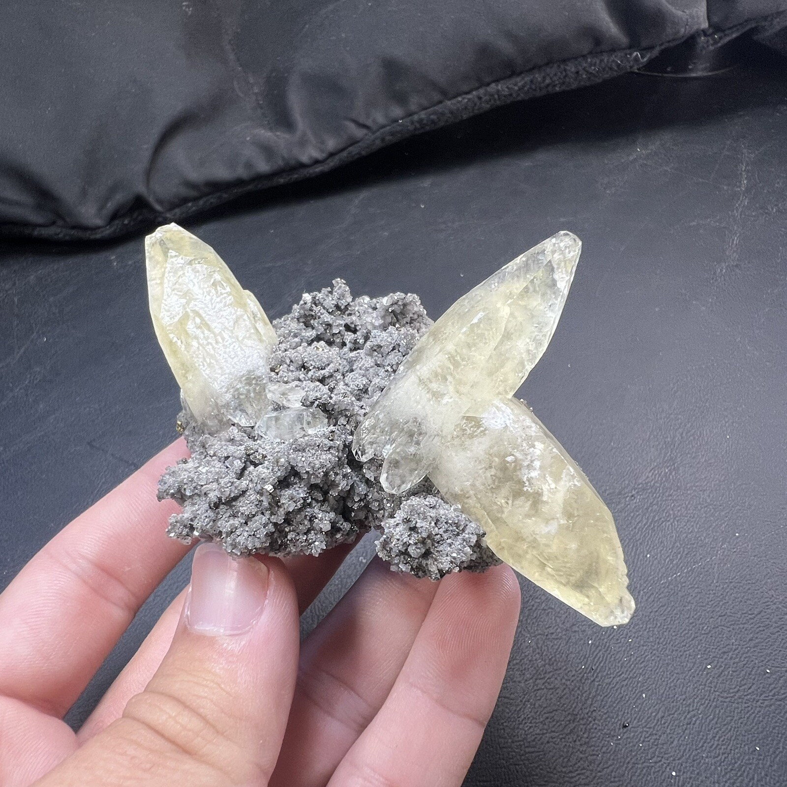 Calcite Crystal with Chalcopyrite Dolomite Matrix / Missouri