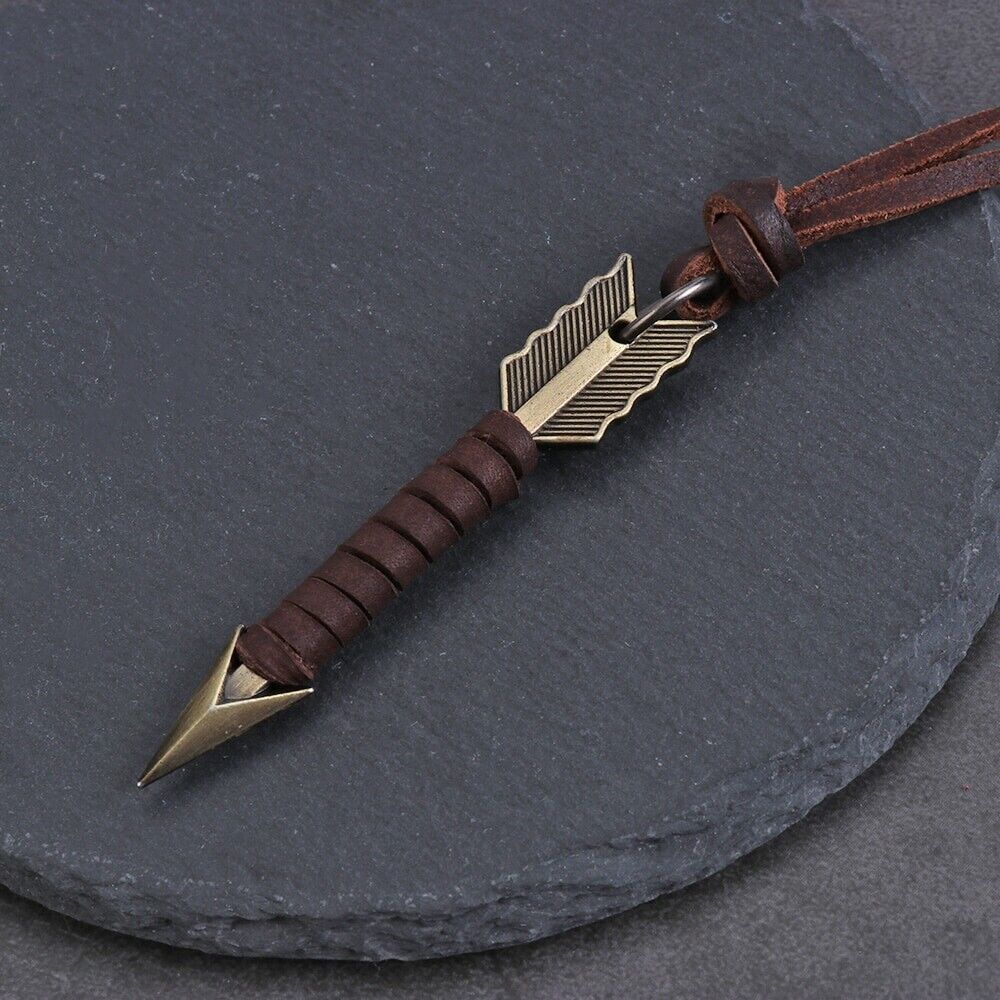 Men’s Fashion Jewelry Vintage Brown Leather Arrow Pendant Necklace Gift 1PC