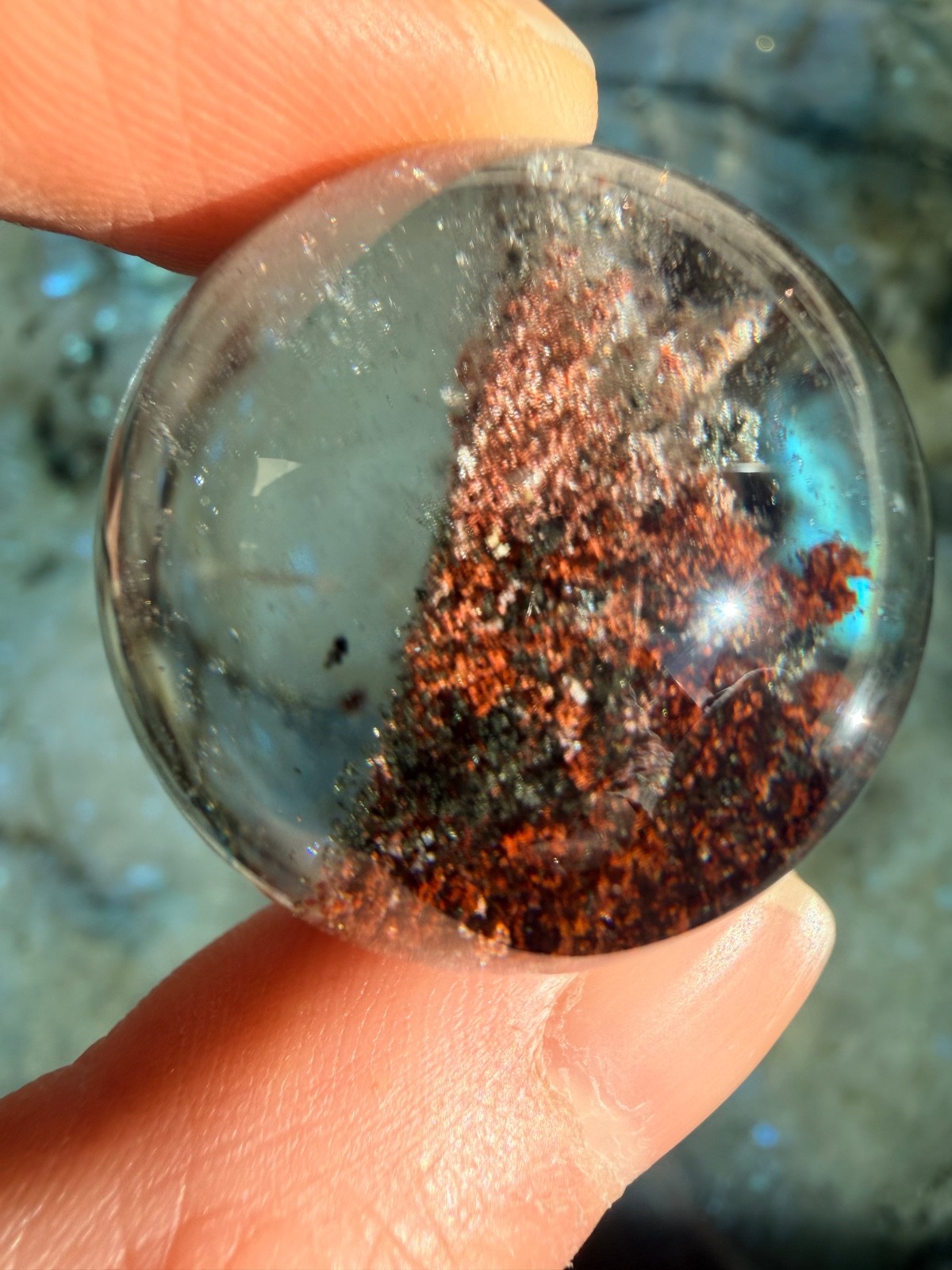 Garden Quartz Sphere From Brazil, 1.08″ | Scenic Lodolite Crystal Sphere