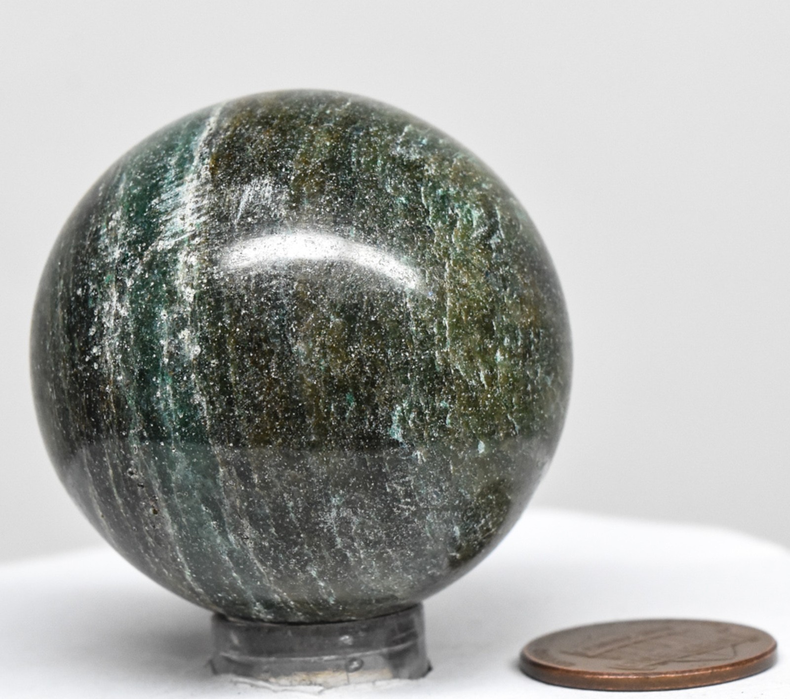 39mm Dark Green Quartz Sphere Polished Natural Gemstone Crystal Mineral – India