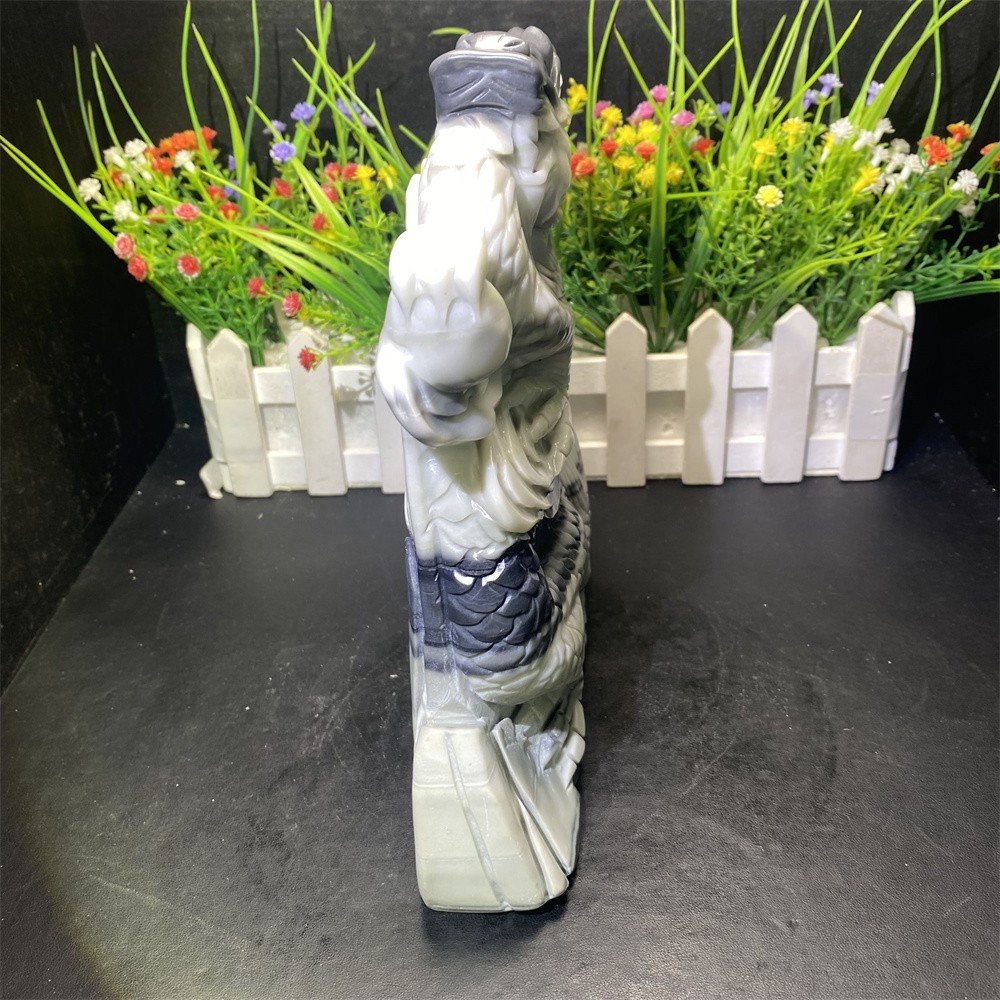 5.2LB 7.7″ Natural A+Taiji Jade Chinese Dragon Crystal Reiki Carving Heal Decor