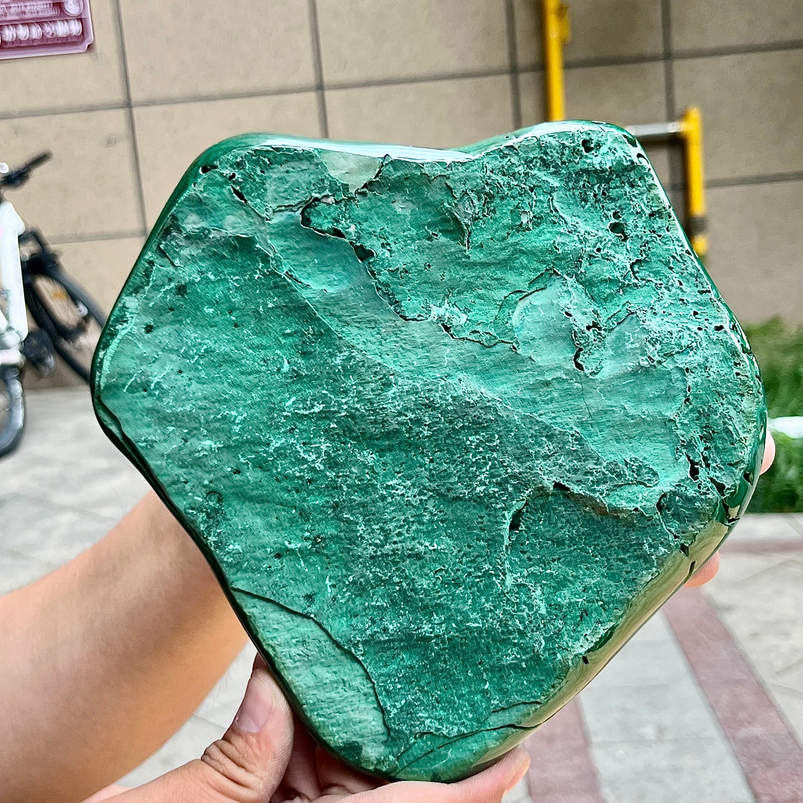 3.9 lb Authentic Malachite Stone Half Polish Half Raw Natural Patterns