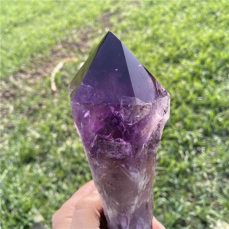 1.95LB Natural Amethyst Quartz Obelisk Rough Crystal Point Wand Healing Tower
