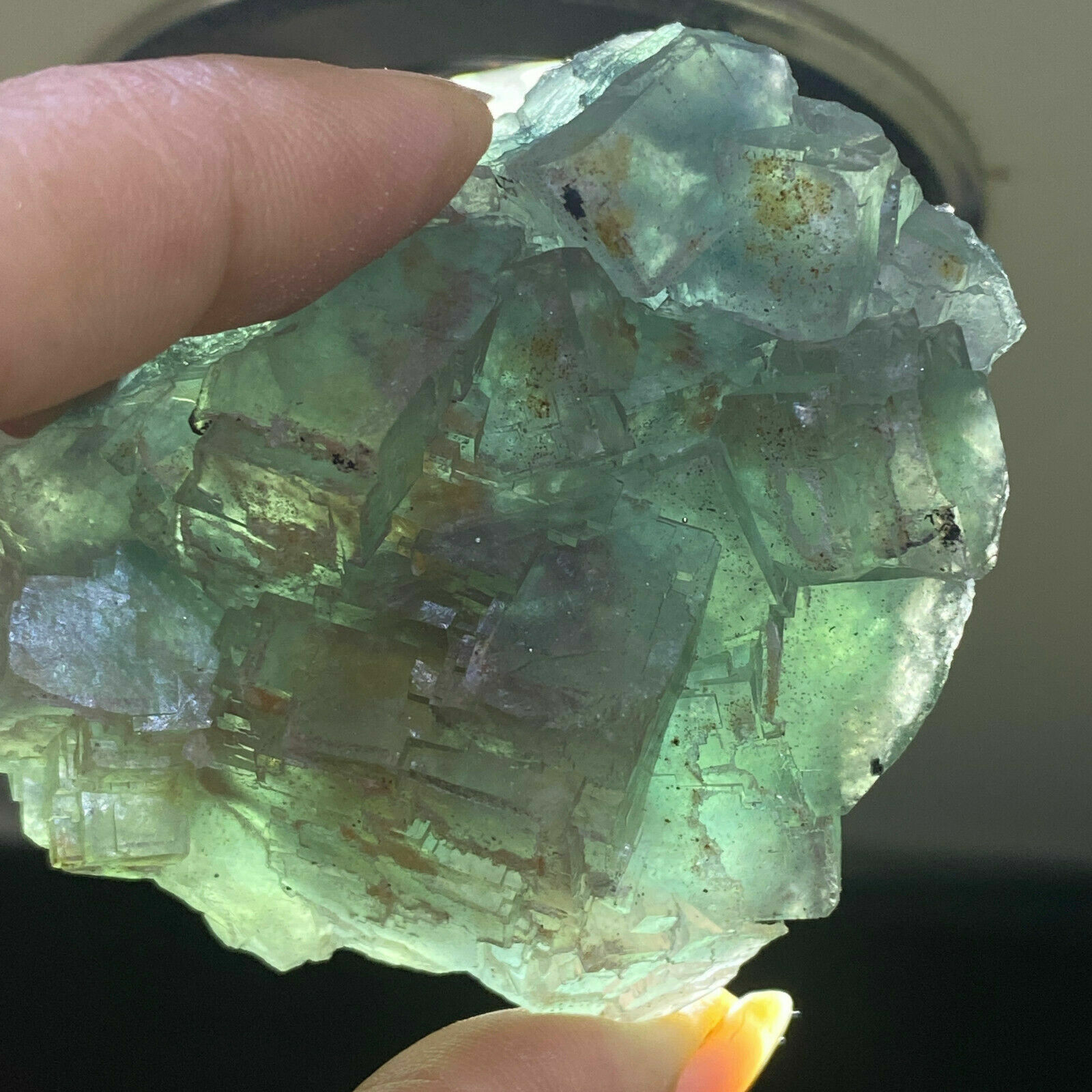 154g Translucent Green /Purple Trapezoidal Fluorite Cluster Mineral Specimen