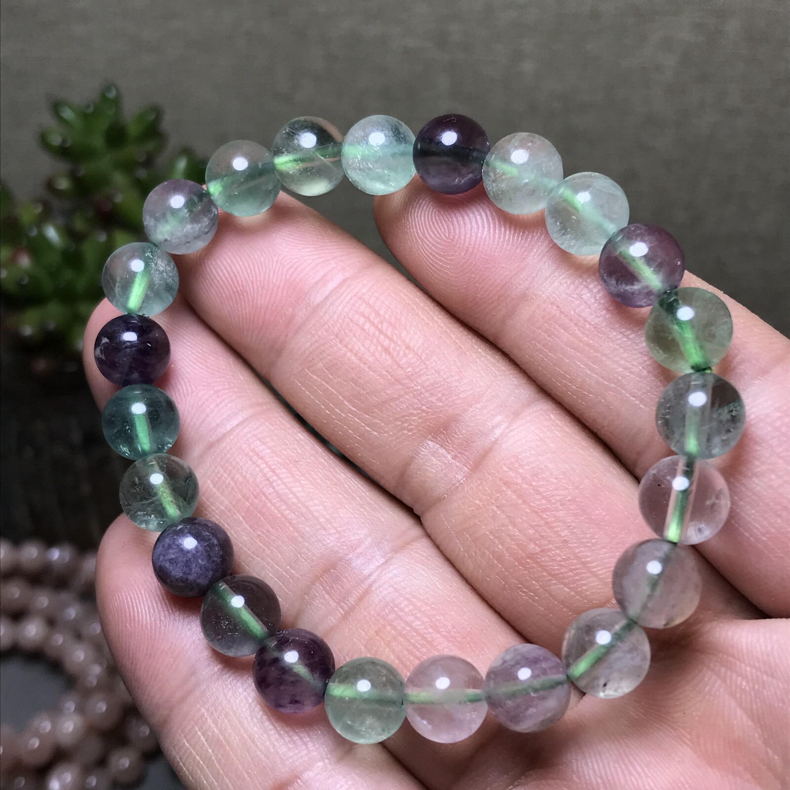 5Pcs Wholesal Natural Polish Green Fluorite crystal bracelets ball 8mm