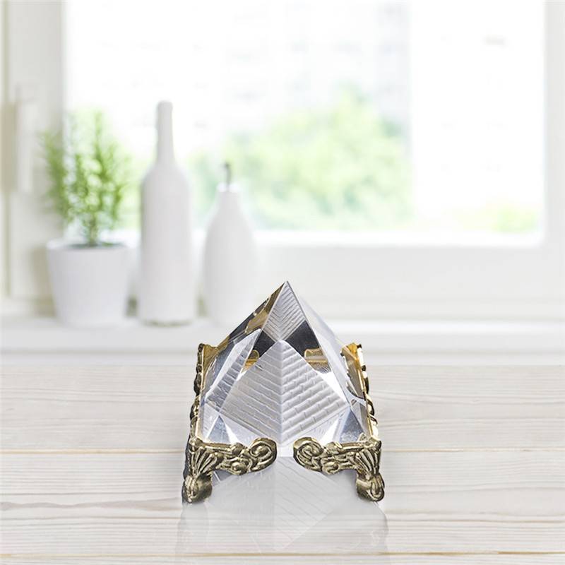 K9 Crystal Glass Pyramid Egypt Crystal Clear Pyramid REIKI Healing Prizm Amulet