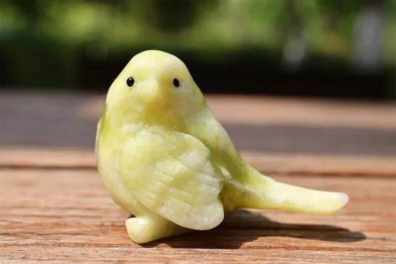 2.4” Natural Lantian jade Quartz Carved Bird Skull Crystal Reiki Decor Gift 1pc