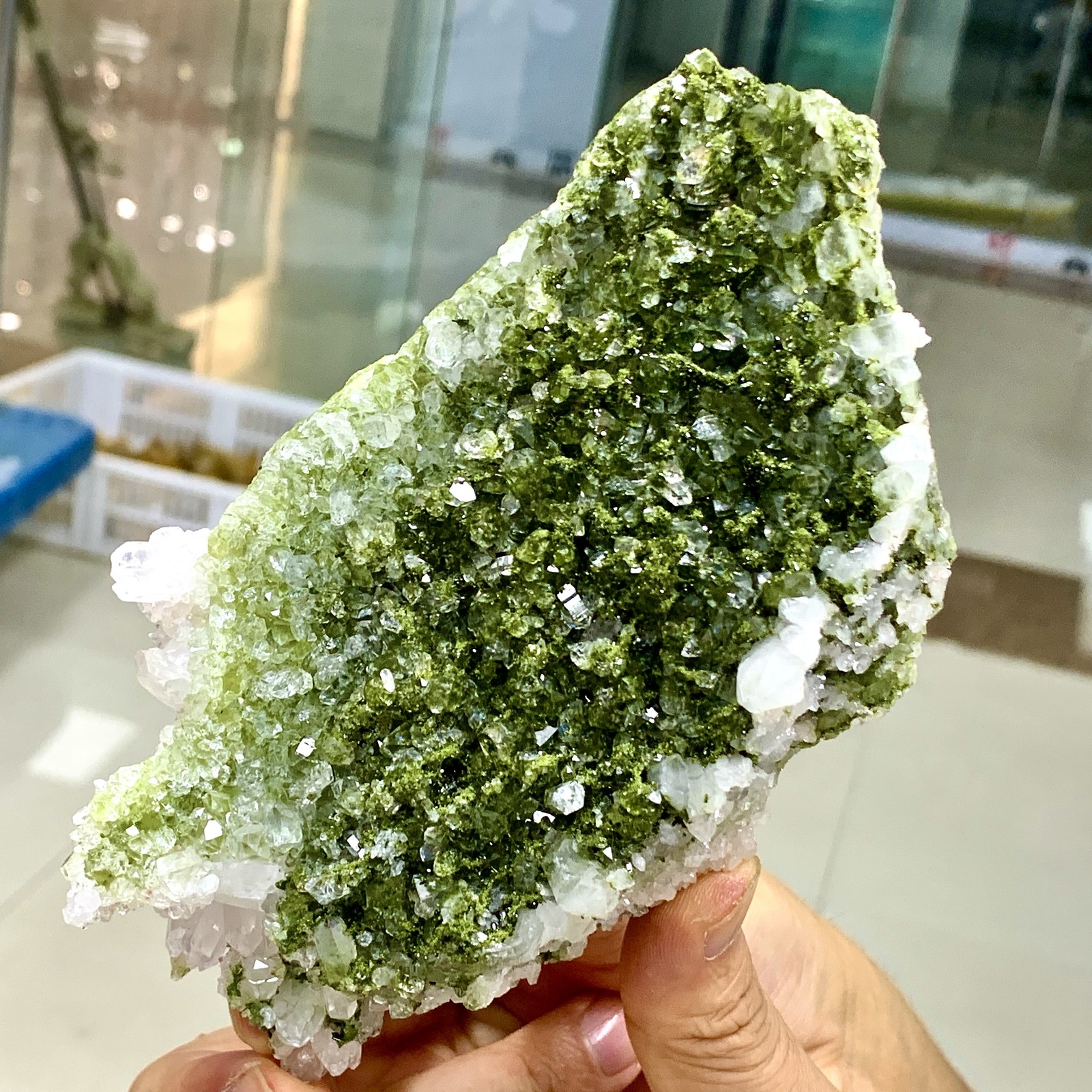 449G Natural green top-notch epidote quartz crystal minerals /Türkiye