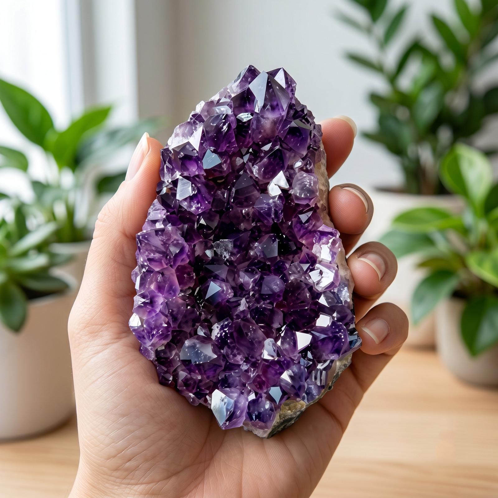 Natural Amethyst Cluster Raw Crystal Healing Geode Specimen
