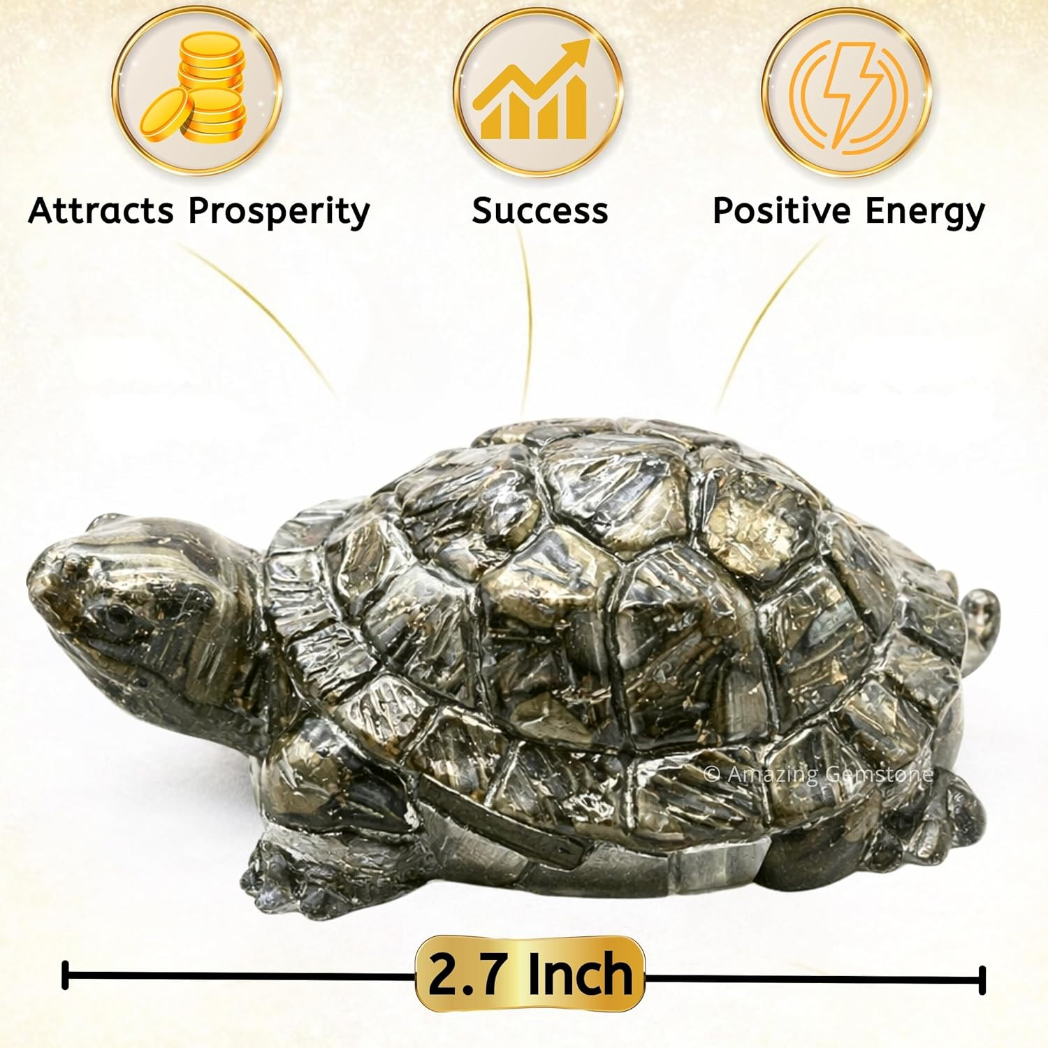 Amazing Gemstone Natural Pyrite Tortoise Turtle Figurine | Feng Shui Wealth & Go