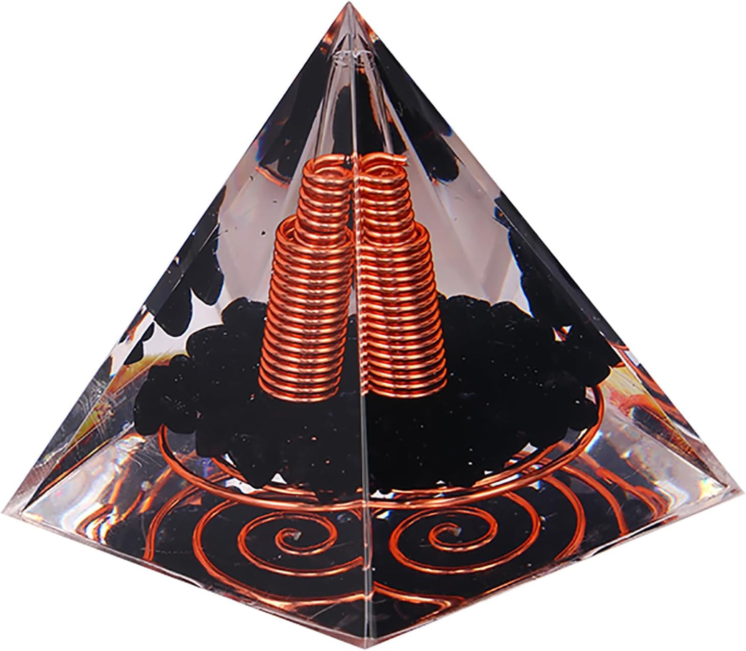Handmade Orgonite Pyramid Orgone Obsidian Gravel Copper Wire Healing Crystal USA