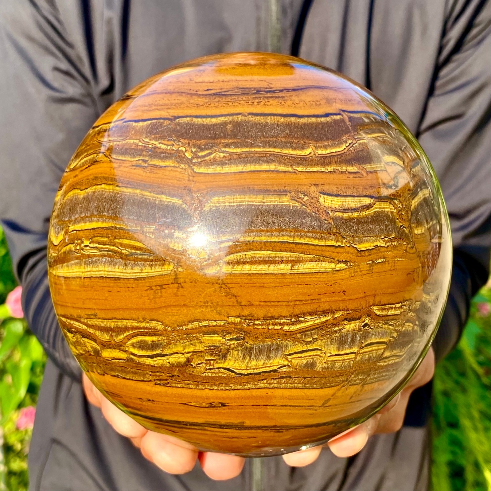 8.09LB Large Natural Tiger’s Eye Ball Quartz Crystal Sphere Gem Healing Décor