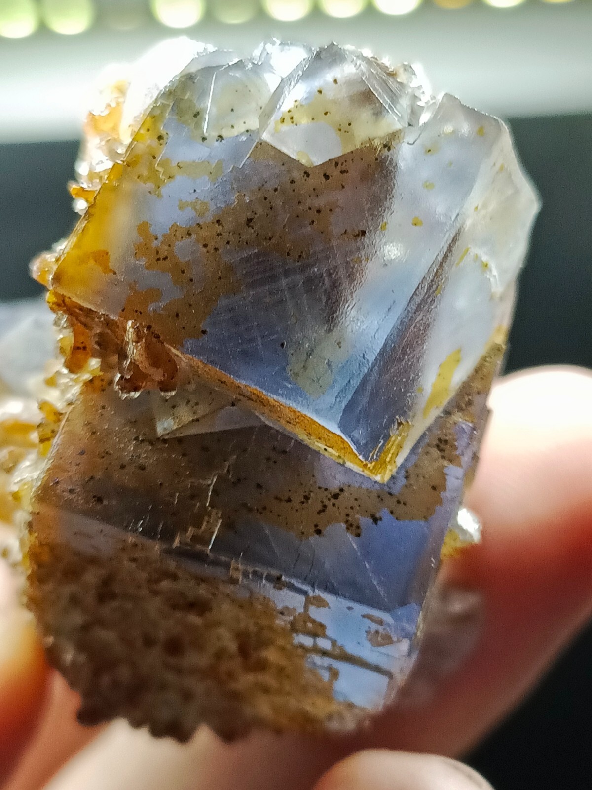 42g Natural Iridescent Cubic Fluorite Crystal Specimen With Blue Inclusions