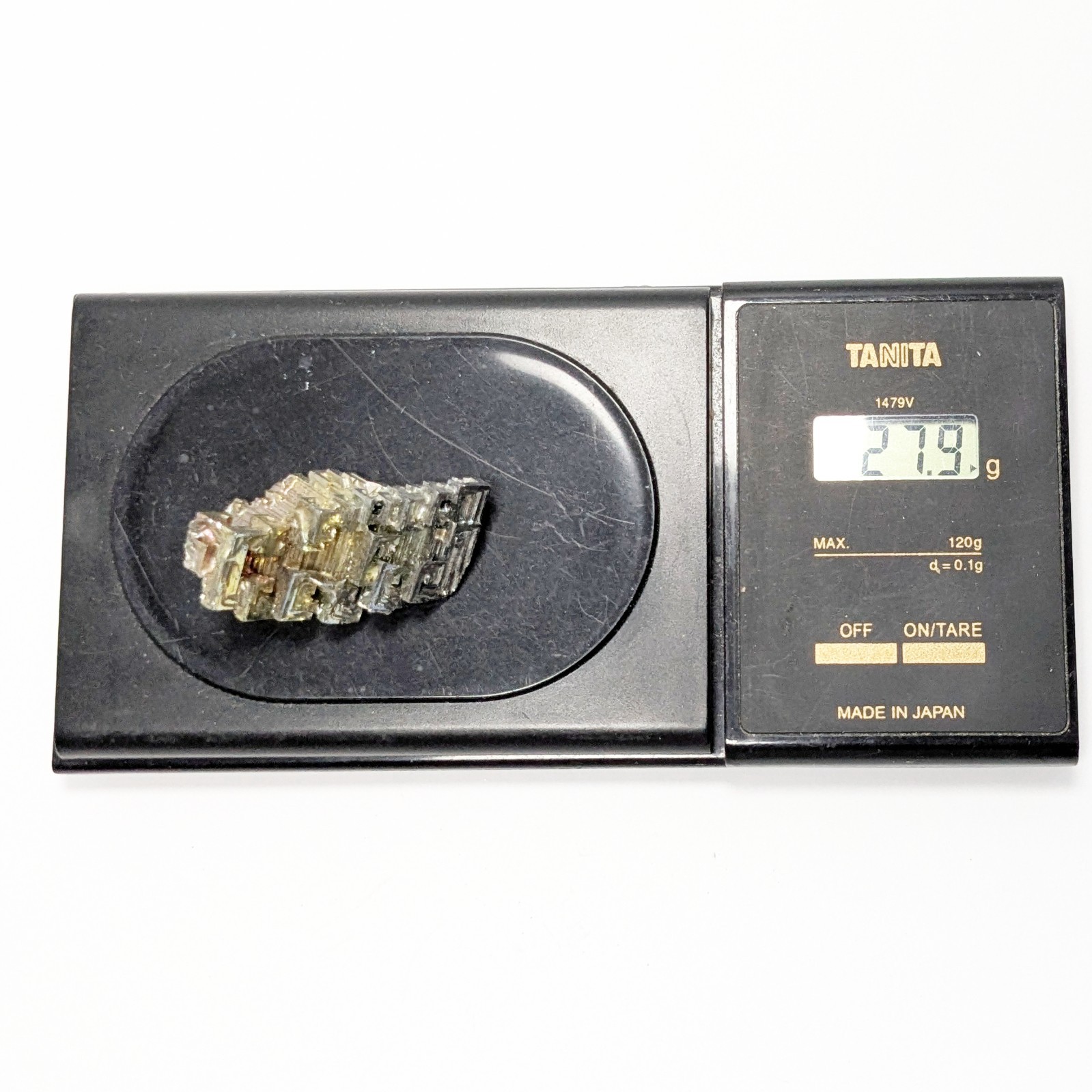 Bismuth rainbow iridescent crystal cluster mineral specimen 27 grams 44mm long
