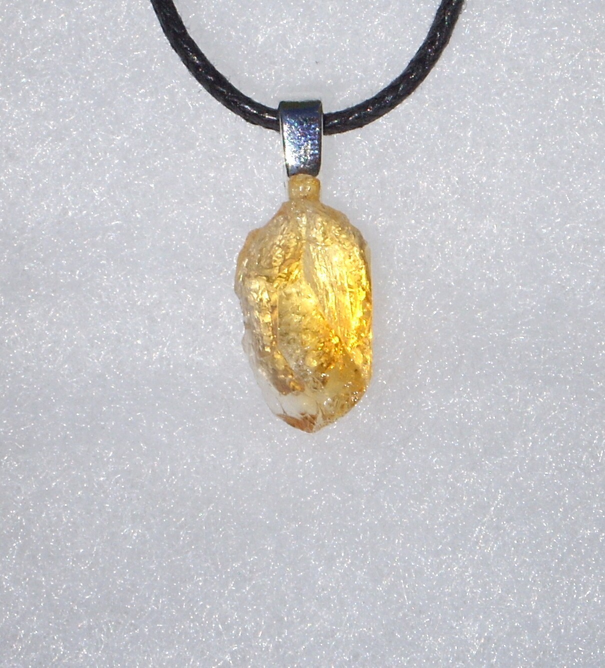 Natural Raw Rough Citrine Crystal Free Form Stone Pendant Necklace Small