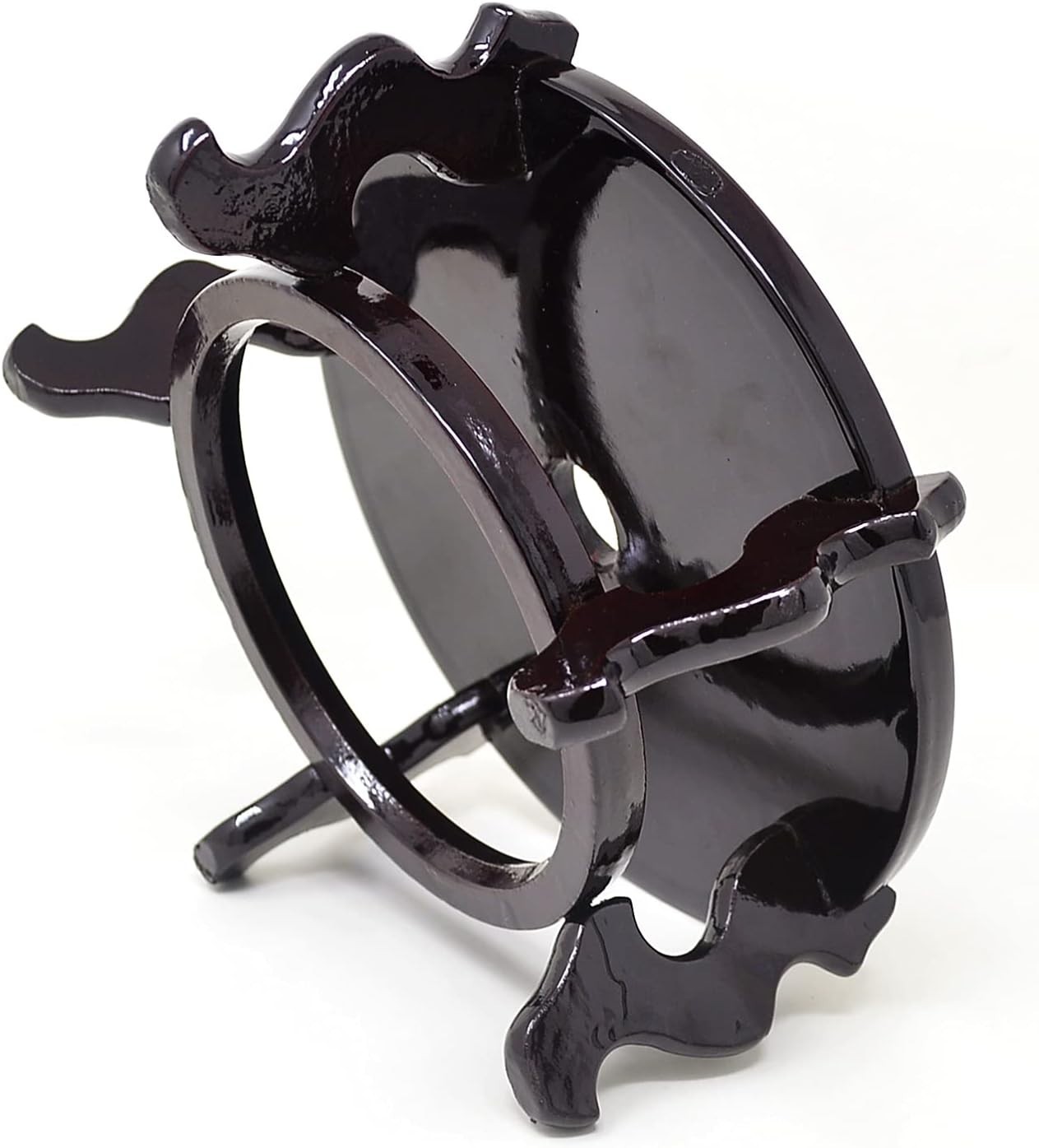 Feng Shui Chinese Wooden Fishbowl Planter Display Stand (10 Inch)