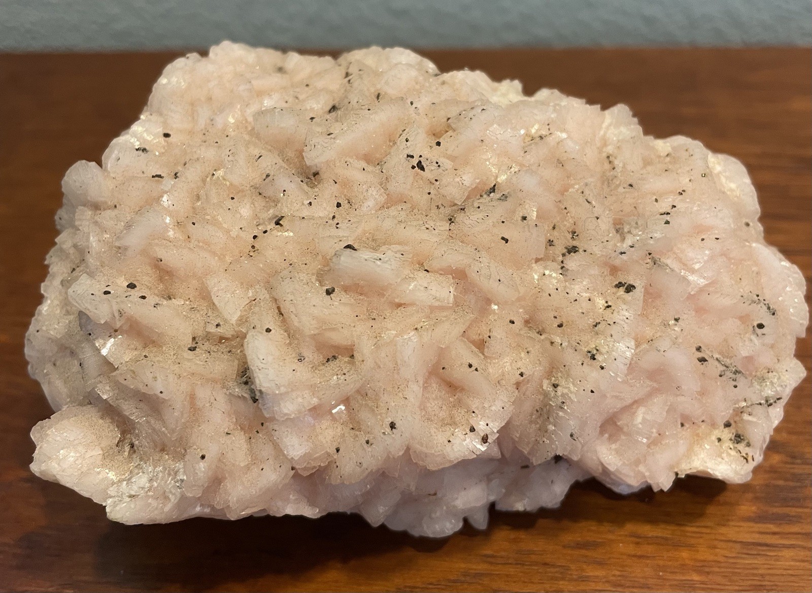 Pink Dolomite Crystal Cluster with Chalcopyrite 4”x3” Arkansas, USA