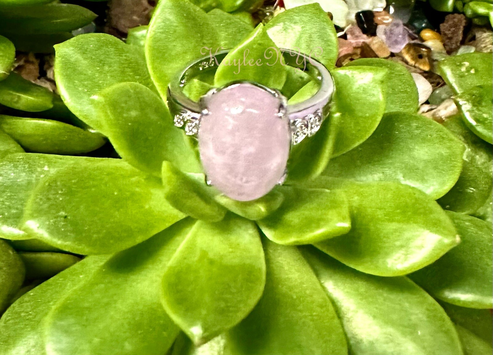 Wholesale Lot 6 Pcs Natural Kunzite White Bronze Rings Crystal Healing Energy