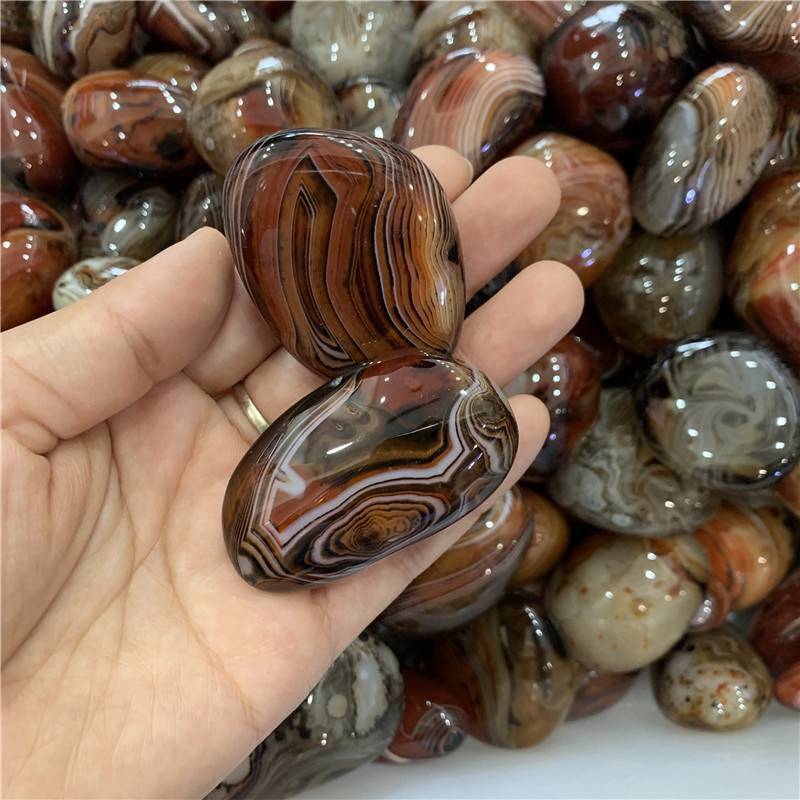 20-150G Natural Polished Silk Banded Lace Agate Crystal Sardonyx Carnelian Stone