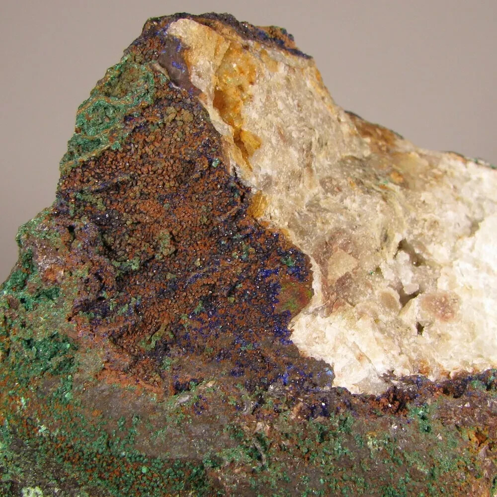 5″ Blue AZURITE w/ MALACHITE Crystals on Matrix Rock – Morocco – 1.5 lbs.