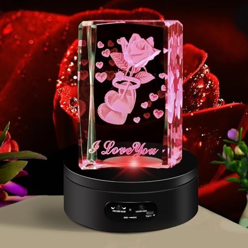 LED Rotating Display Stand, 4.72in Black Plastic Motorized Turntable Base
