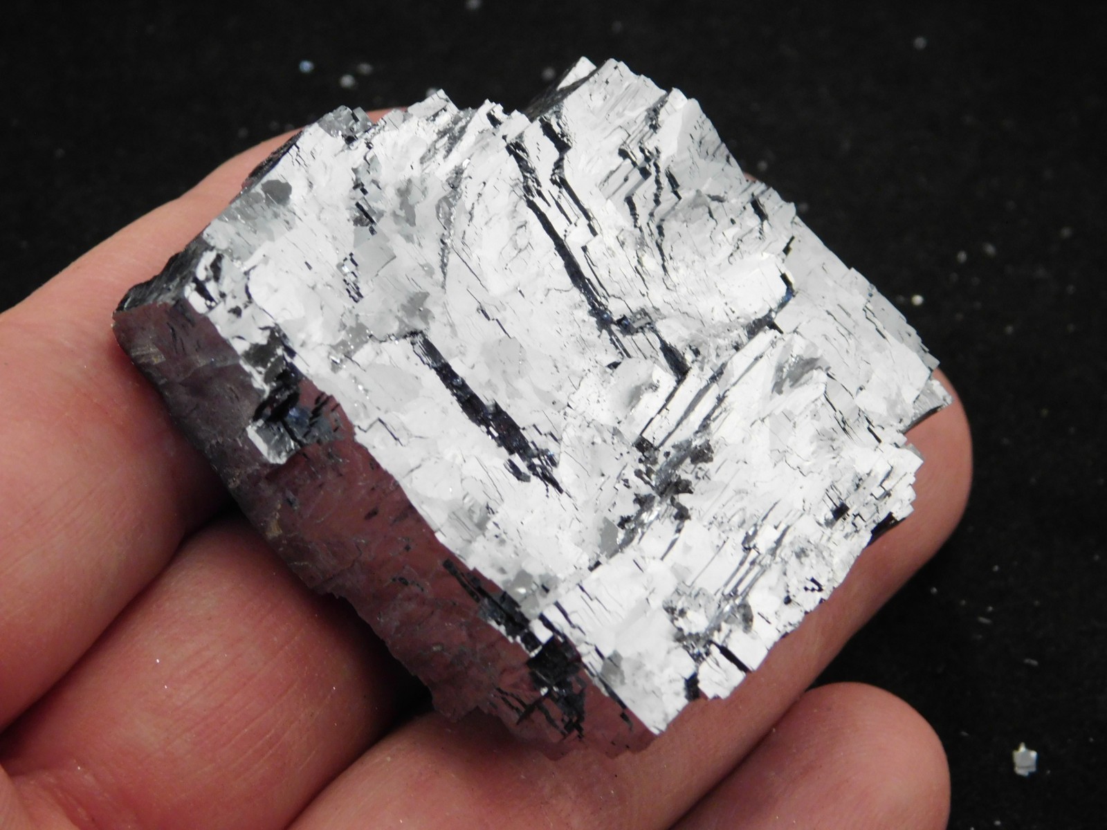 Larger! Super Heavy! Stepped GALENA Crystal CUBE 100% Natural Missouri 205gr