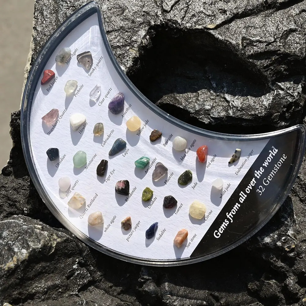 New 32pcs Moon Box Quartz Crystal Chakra Healing Stones And Crystals Set Hexagon