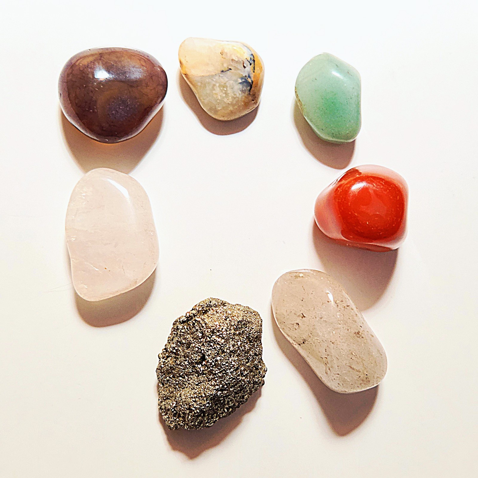 Vintage 7pc Chakra Crystal Healing Balancing Alignment Stone Set Velvet Pouch