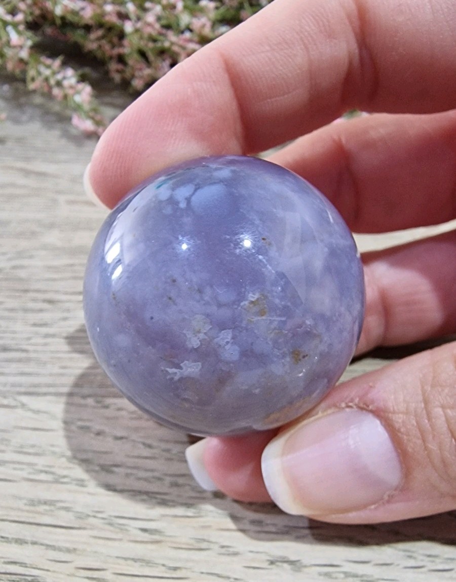 Blue Chalcedony Crystal Sphere 37mm 72g + Stand