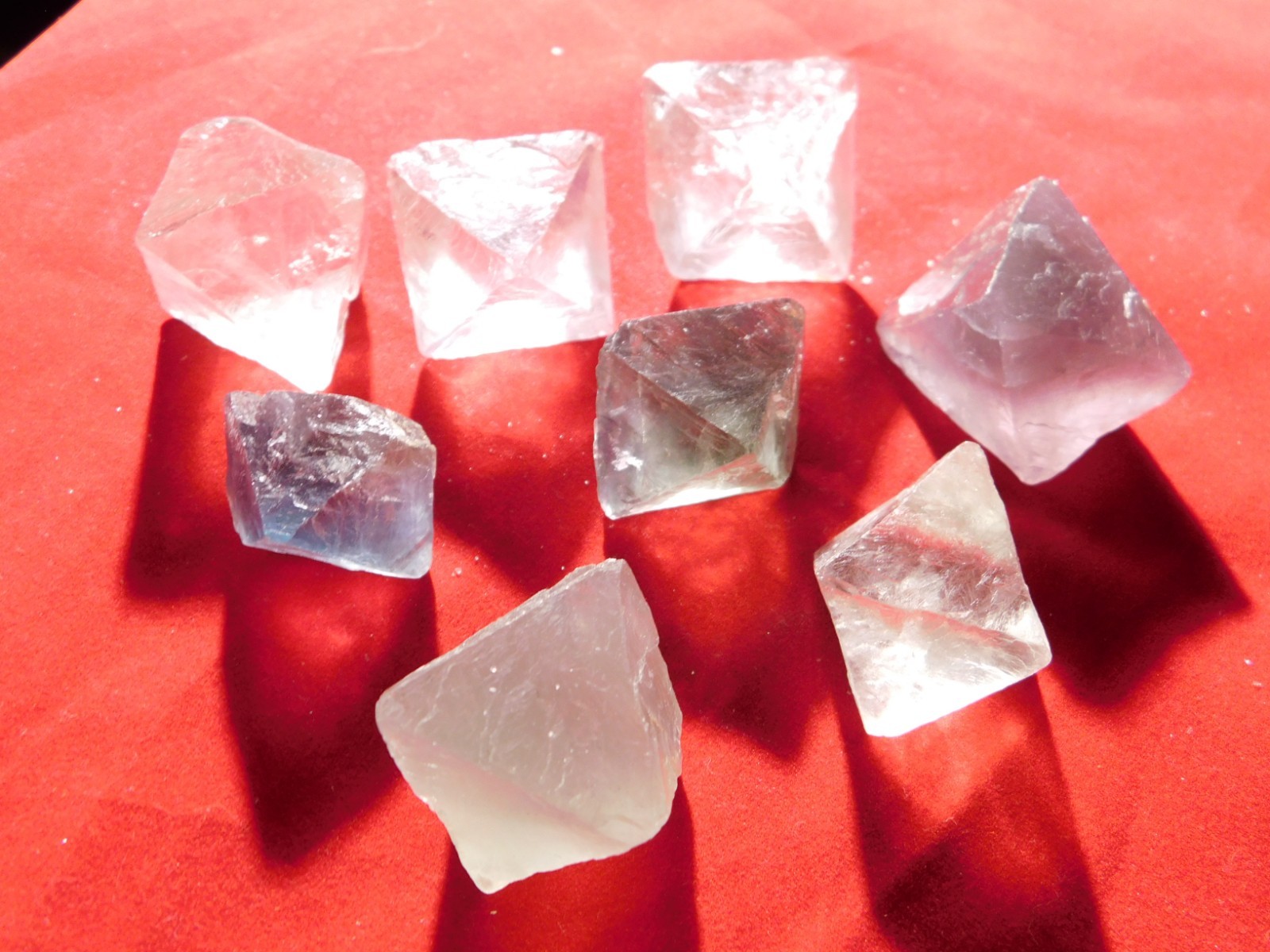 Big Lot of EIGHT! Translucent Octahedron FLUORITE Crystals From China 346gr