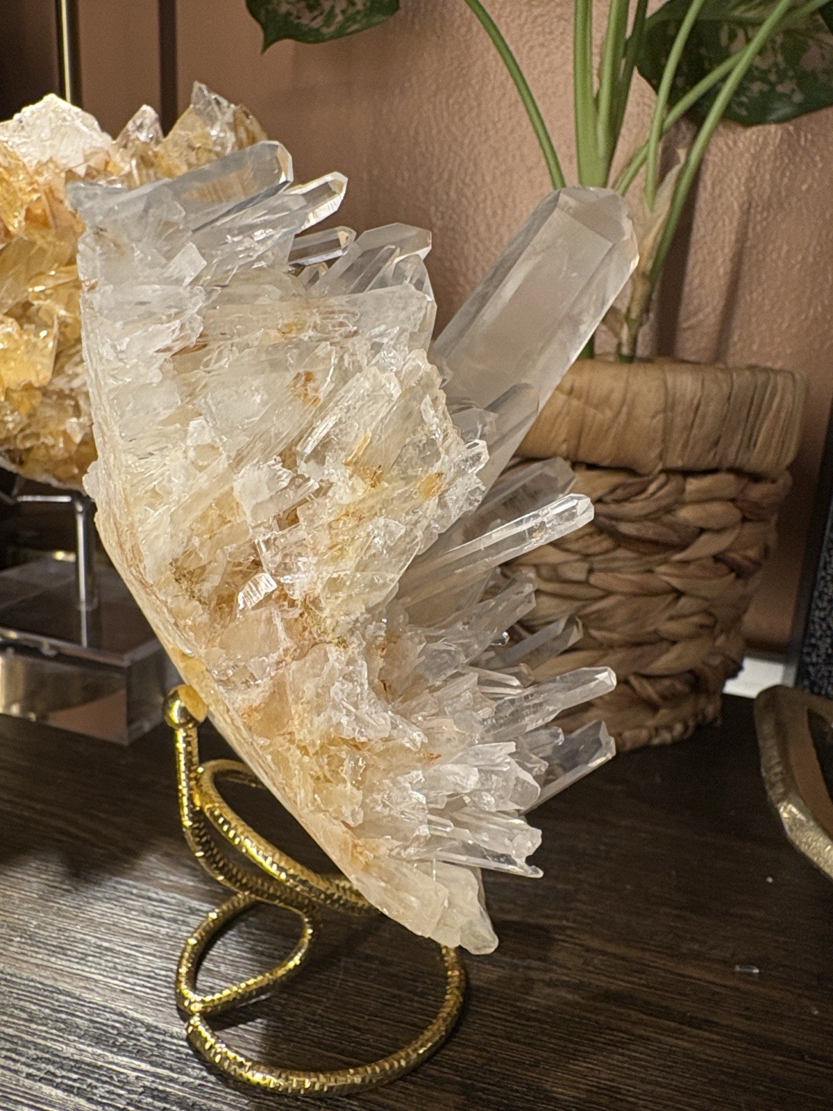 Golden Lemuriam Quartz Cluster Approx 6in x 4in