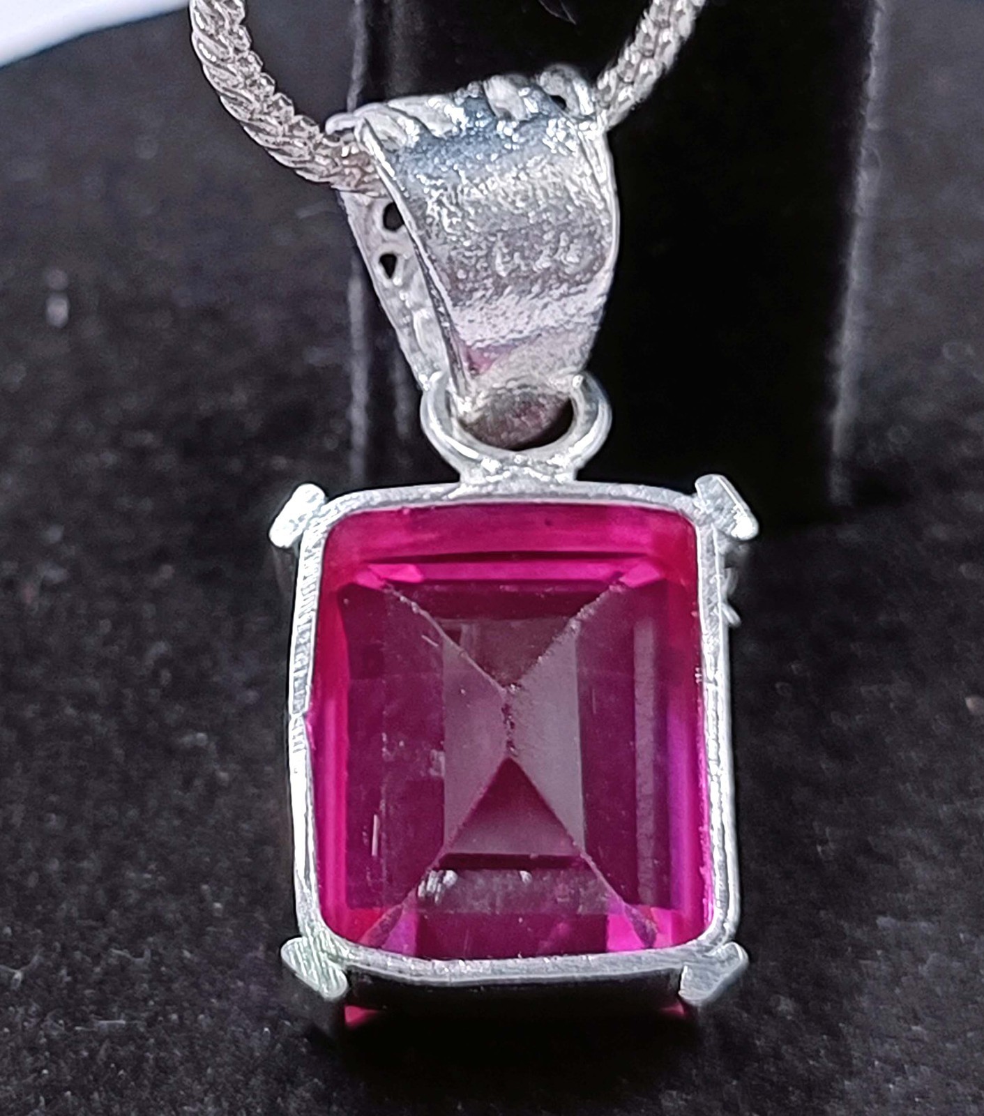 27.95Ct Natural Pink Ruby IGL Emerald Cut 925 Solid Silver Pendant Gemstone 5JSR