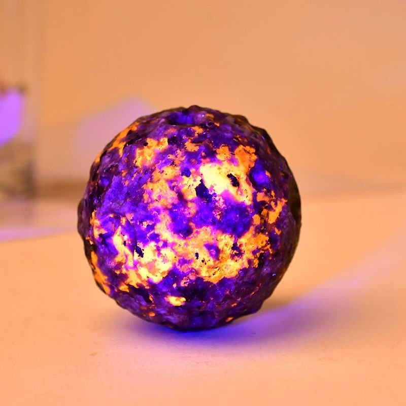 1pc Natural Yooperlite Moon Sphere Hand Carved Ball Crystal Home Decoration 50MM