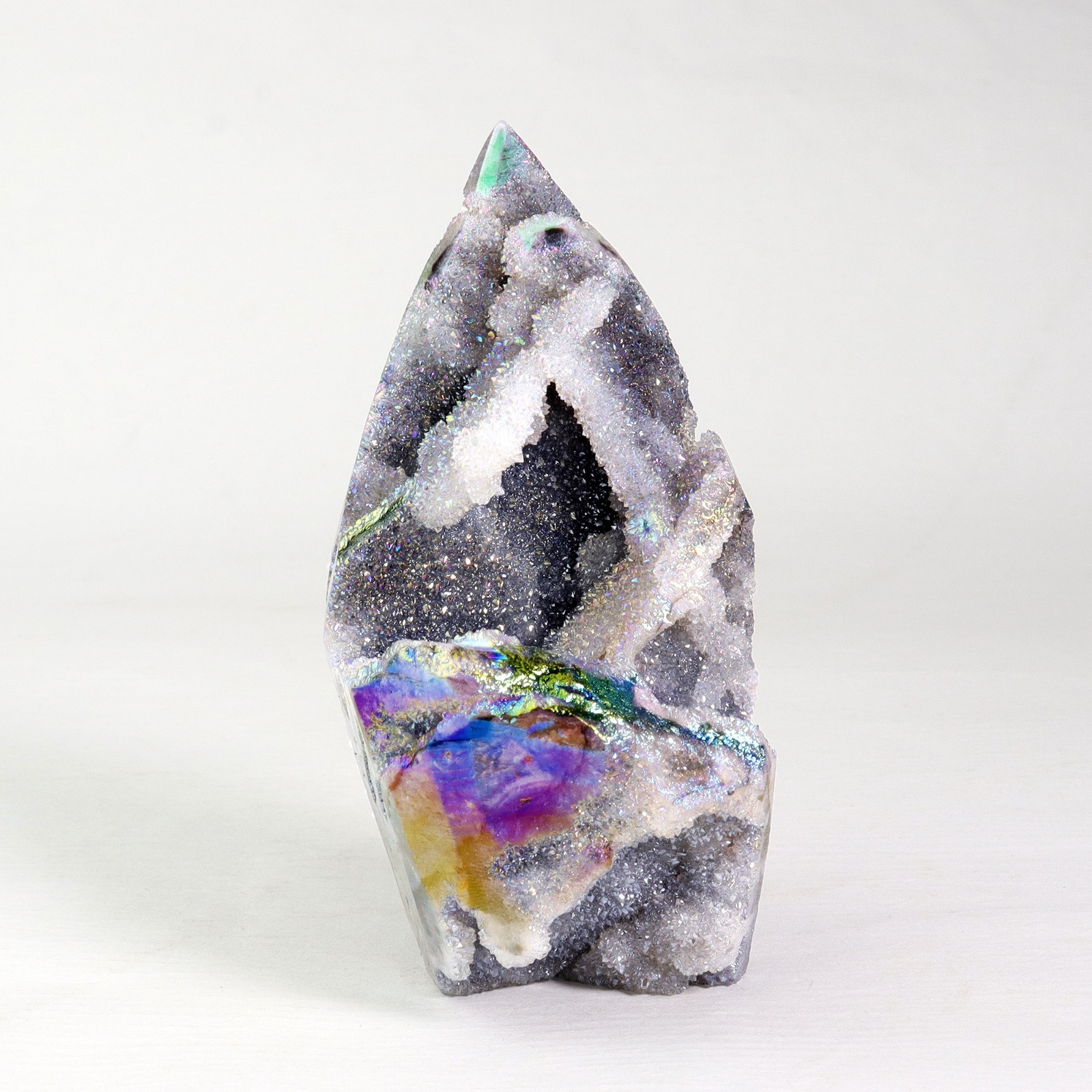 Angel Aura Sphalerite Towers with Geode Druzy Inclusions Mineral Specimen Decor