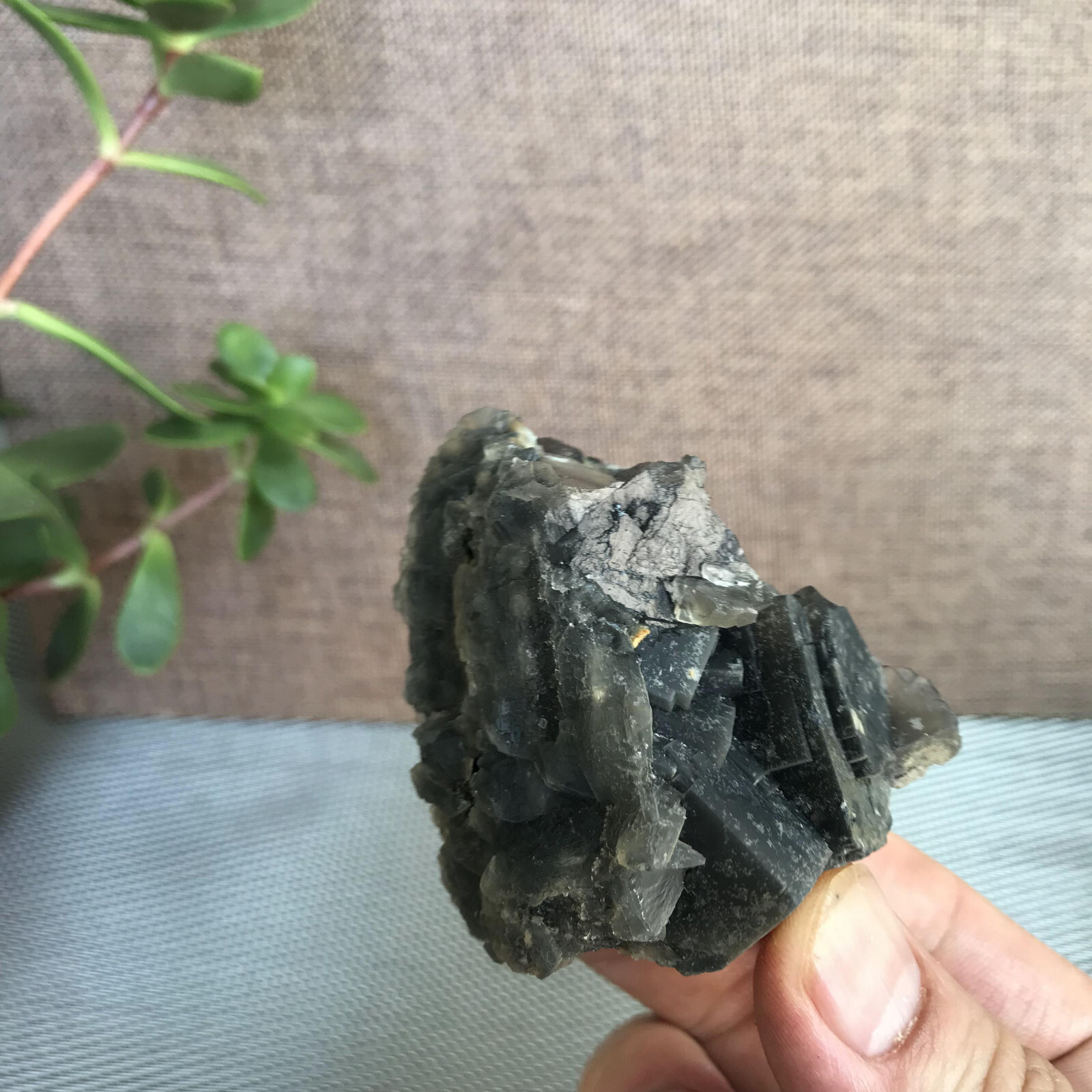 58mm NATURAL Grey Cubic FLUORITE Crystal Cluster Mineral Specimen 170g A1287
