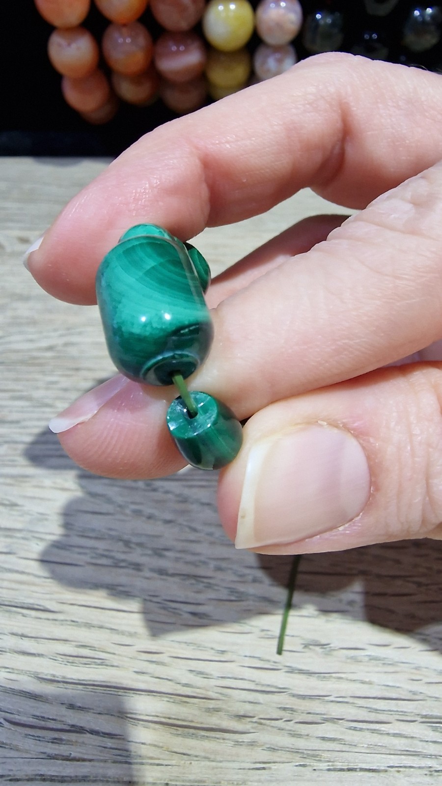 Malachite Crystal Irregular Shaped Beads Bracelet Elasticated On Sale