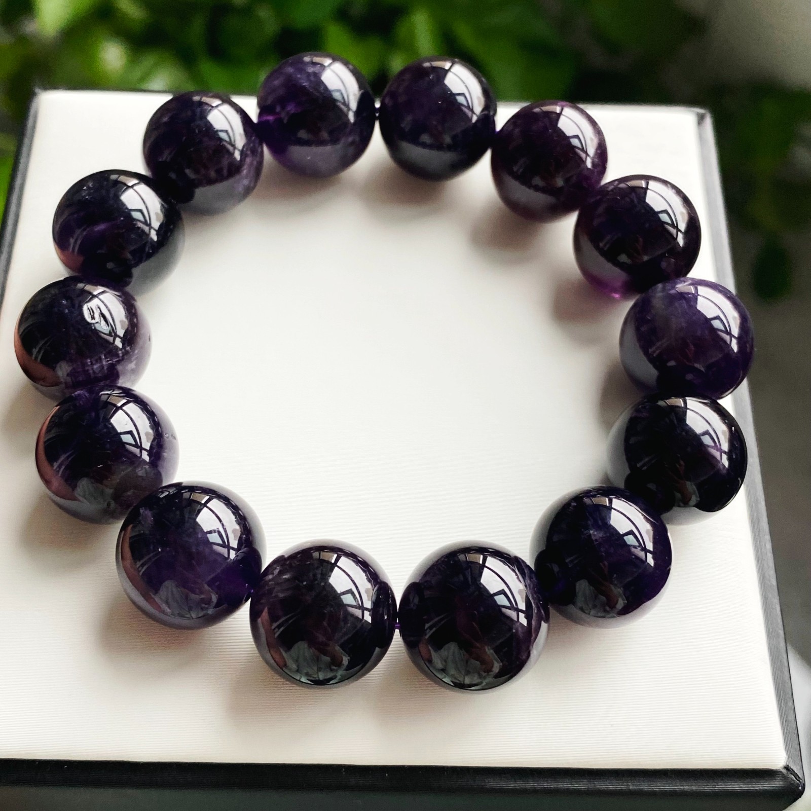 15mm Natural Rare Purple Amethyst Crystal Beads Bracelet 2101
